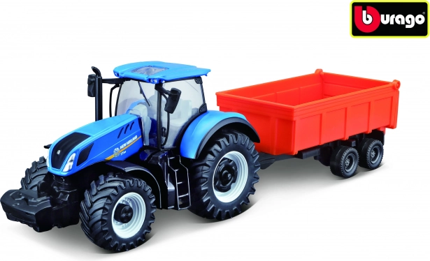 Bburago Farmland traktor NEW HOLLAND T7.315 HD billenő pótkocsival 10 cm
