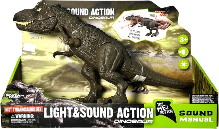 Tyrannosaurus rex dinoszaurus fény- és hangeffektekkel, valamint füsthatással – 1 darab