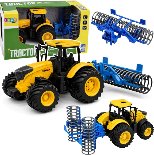 Gyermek farmtraktor kultivátorhengerrel 1:24, fényekkel és hangokkal