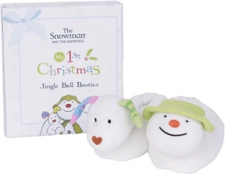 Karácsonyi ajándékcsomag csörgős babacipőkkel Snowman & Snowdog