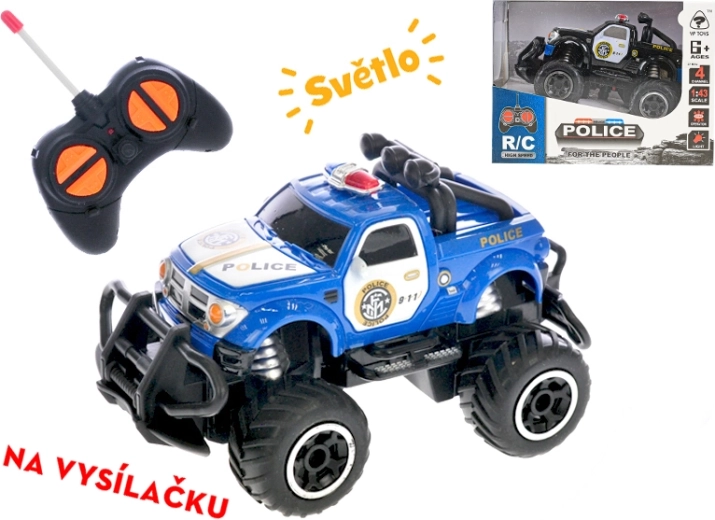 RC rendőrségi terepjáró 14 cm fénnyel, 27 MHz