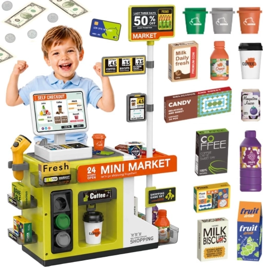 Woopie gyermek önkiszolgáló pénztár mini market kávézóval - 1 db