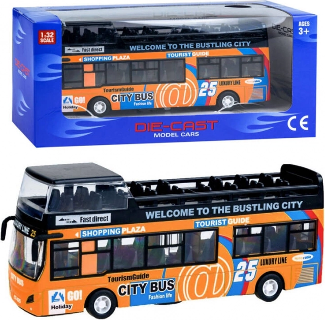 Fém emeletes busz nyitható ajtókkal – Narancssárga