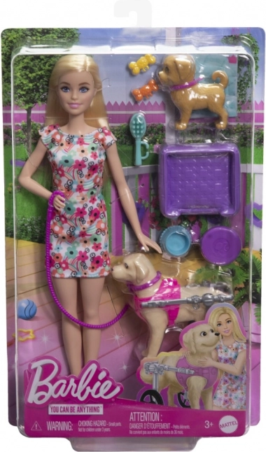 Barbie kutyával kerekesszékben