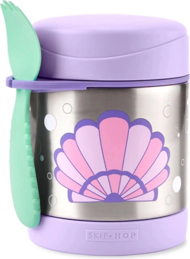 Skip Hop Spark Style rozsdamentes acél ételtermosz kanál-villával (kagyló) 325 ml