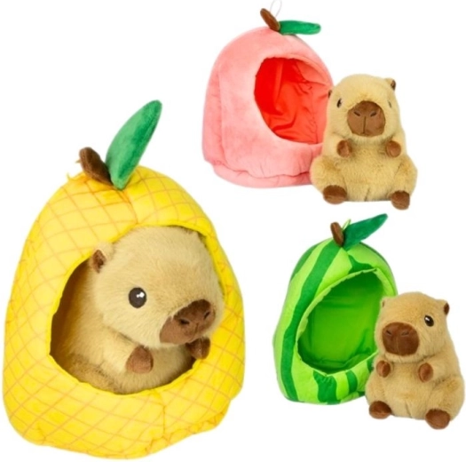 Plüss kapibara gyümölcs házikóban 15 cm