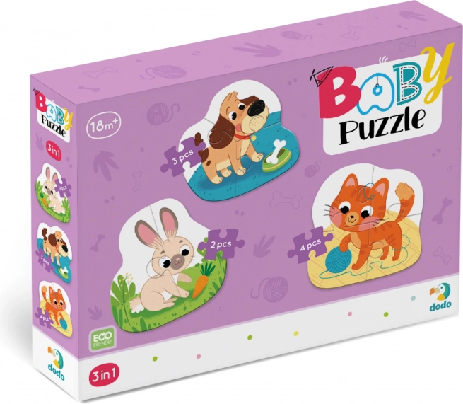 DODO baby puzzle házi kedvencek 3az1-ben (2, 3, 4 darab)