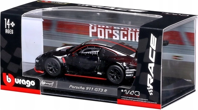 Bburago versenymodell Porsche 911 GT3 R Black Launch 1:43 - 1 darab
