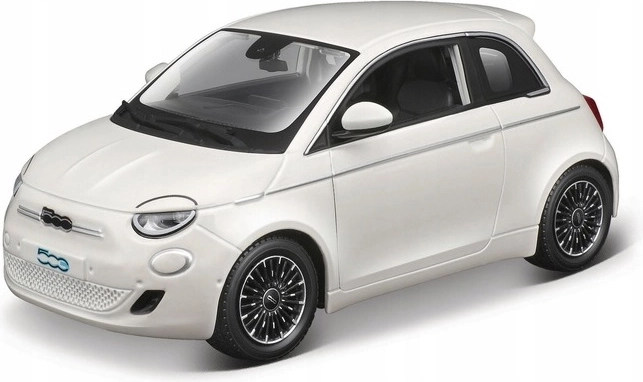 Fiat 500E 2023 modell, fehér, 1:24 méretarányban