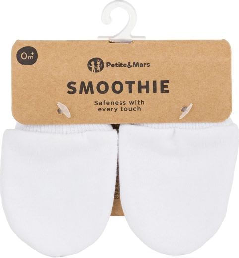 Petite&Mars Smoothie Infinity white újszülött kesztyű