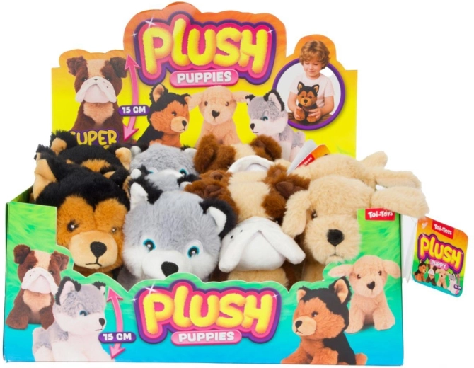 Plüss ülő kutyus 15 cm