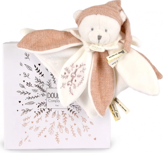 Ajándékcsomag Plüss mackó sapkával 25 cm rózsaszín