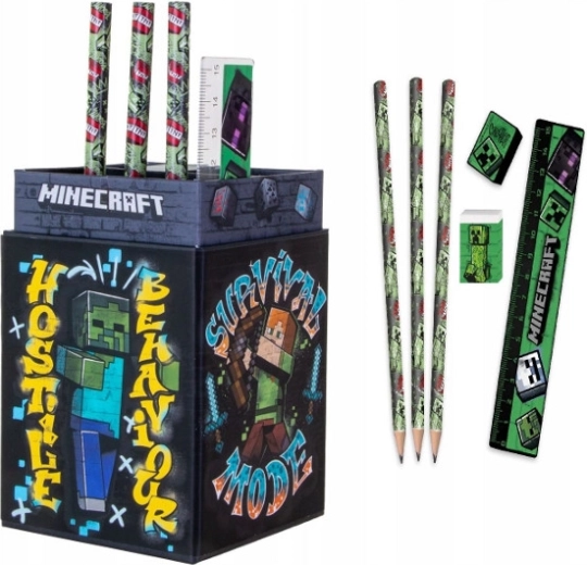 Minecraft írószerkészlet tolltartóval