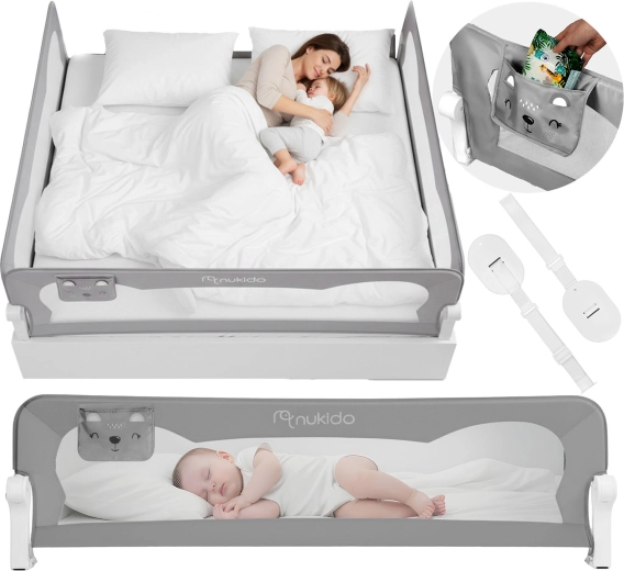 Nukido 200 cm-es ágyvédő rács – szürke