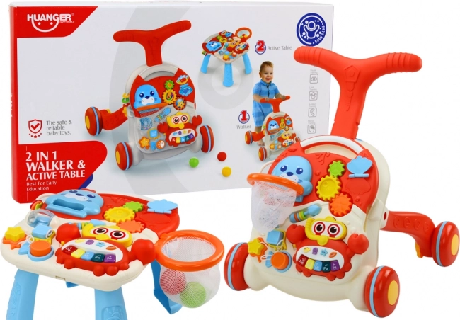 Interaktív oktatóasztal 2 az 1-ben Pusher Piros