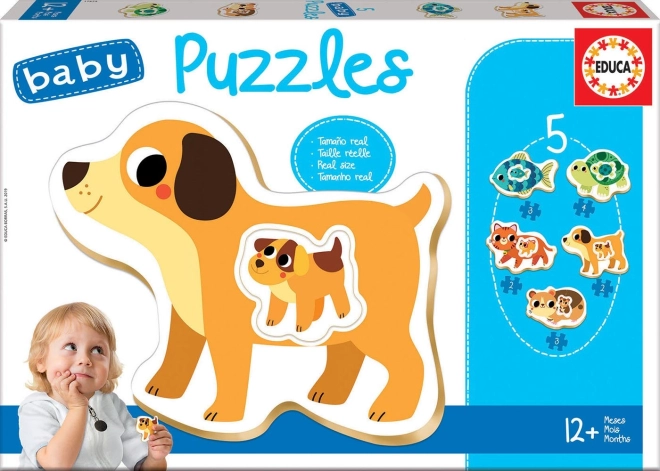 Educa Baby puzzle házi kedvencek kölykökkel 5v1