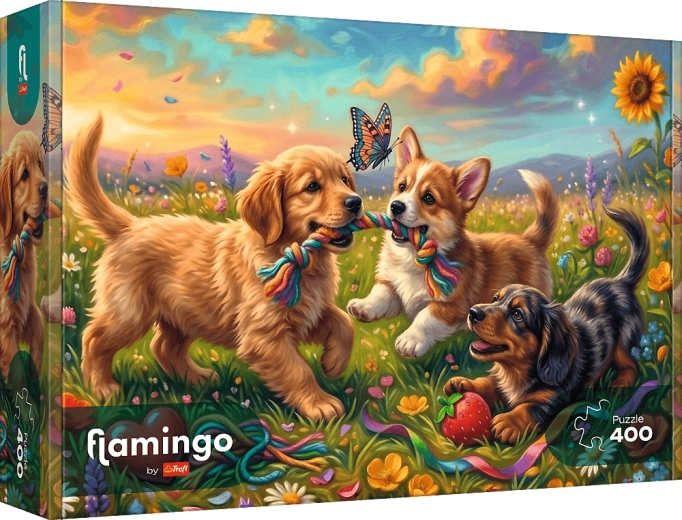 Trefl puzzle Flamingo: Játékos kiskutyák 400 darab