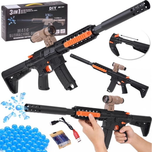 M416 gél blaster gélgolyókhoz 3 az 1-ben akkumulátorral (DIY) - 1 db
