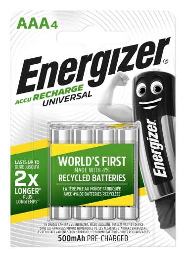 Energizer újratölthető AAA elemek 500 mAh, 4 db