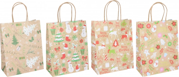 Karácsonyi ajándéktáska, S méret (15 × 21 × 8 cm), 4 motívum
