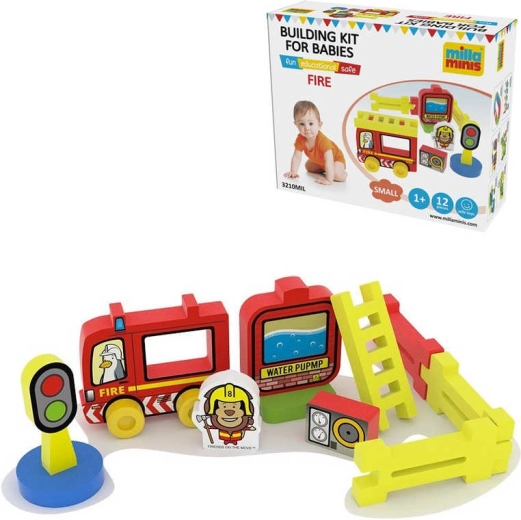 Millaminis habszivacs építőjáték – tűzoltóállomás baby soft, 12 darabos