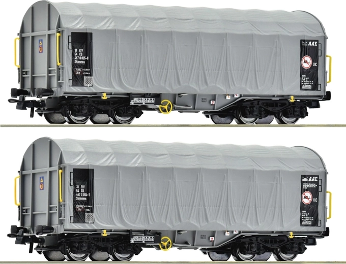 Roco kételemű ponyvás Shimmns teherkocsik készlet ČD