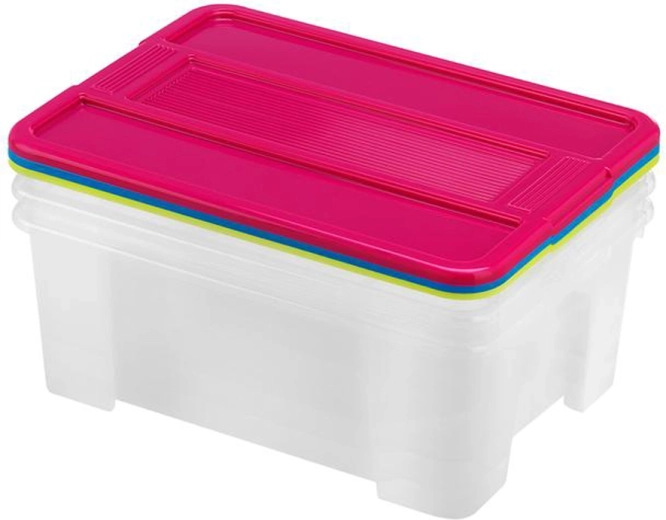 HEIDRUN TexBox 3×10 l műanyag tárolódoboz fedéllel