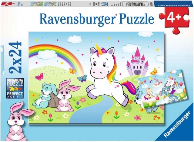 RAVENSBURGER puzzle – mesebeli egyszarvú, 2×24 darab