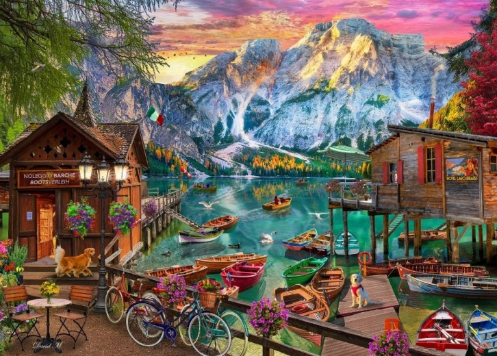 Bluebird puzzle: Braies-tó, Olaszország – 500 darab