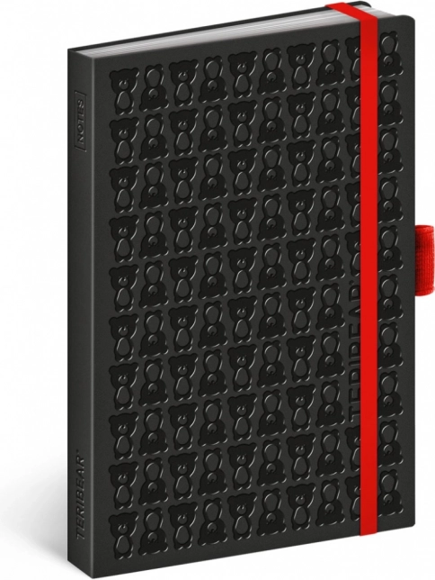 NOTIQUE TERIBEAR notesz, fekete, vonalas, 9 × 13 cm