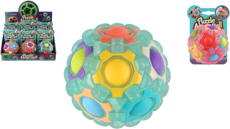 Masszázs antistressz labda, sötétben világító, 7 cm