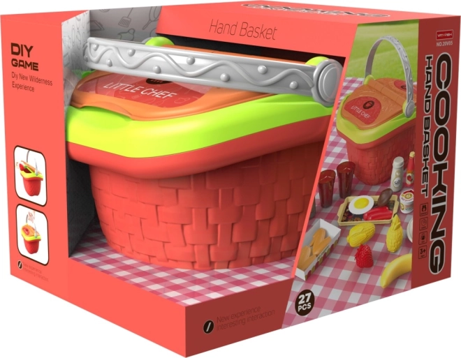Játékszett kosár ételekkel gyerekeknek