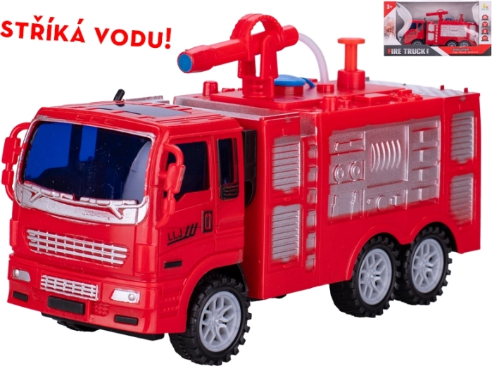 Interaktív tűzoltóautó lendkerekes meghajtással és víztömlővel, 19 cm