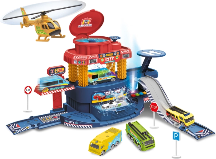 Nagy garázsszett 32 db színváltós autóval és repülővel