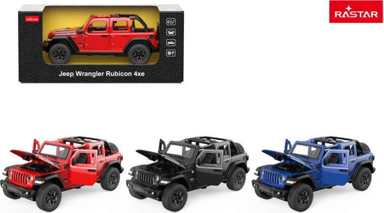 Rastar fém kisautó Jeep Wrangler Rubicon 1:32 fekete