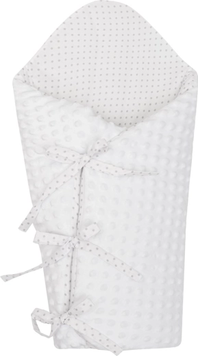 Luxuszos fűzős minky pólya NEW BABY fehér 75 × 75 cm