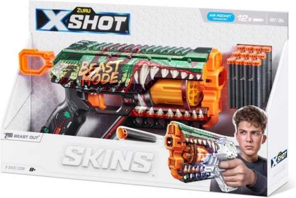 X-Shot Skins Griefer Beast Mode – habszivacslövedékes pisztoly, 12 lövedék