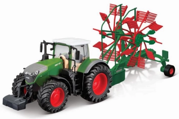 Bburago 10 cm Farm Traktor lendkerekes utánfutóval Fendt 1050 Vario