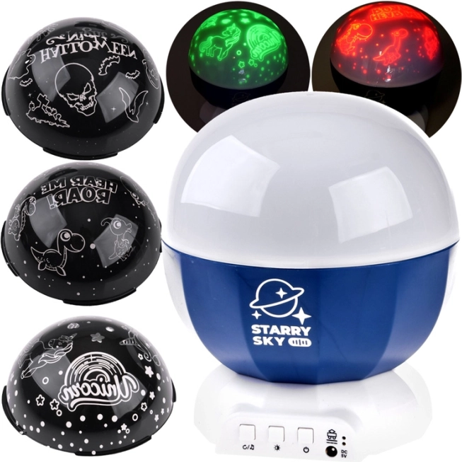 Csillagos égbolt projektor dinoszaurusz és Halloween motívumokkal