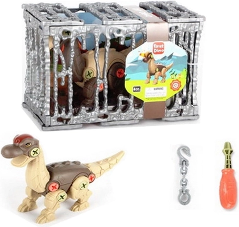 Csavarozható dinoszaurusz építőkészlet ketrecben