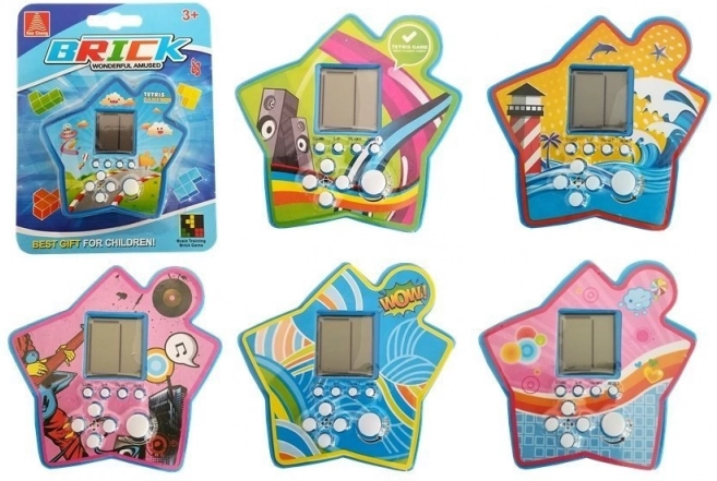 Zsebre vágható elektronikus Tetris játék csillag alakban – kék