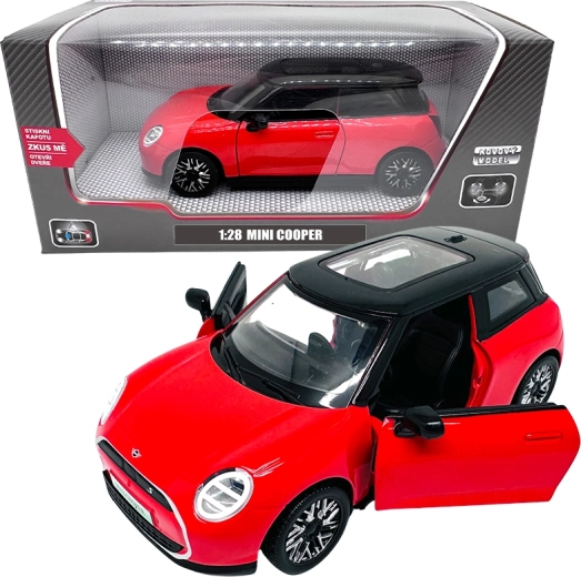Fém autómodell 1:28 Mini Cooper piros