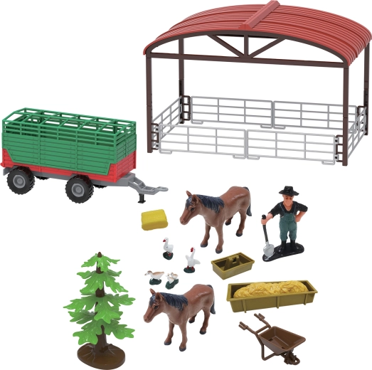 Játékkészlet: farm traktorral és pótkocsival, fényekkel és hangokkal, 16 db