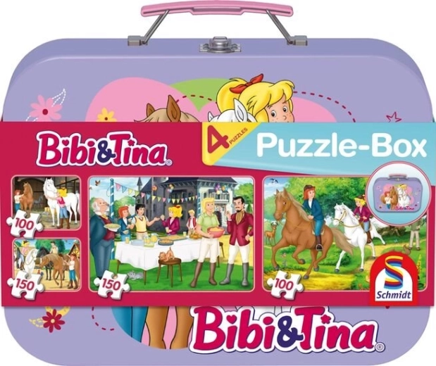 BIBI ÉS TINA 4 az 1-ben puzzle bádogbőröndben (100 és 150 darabos)
