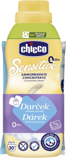 Chicco öblítő Baby Sensitive Gyengéd érintés 750 ml + nedves törlőkendők 72 db ingyen