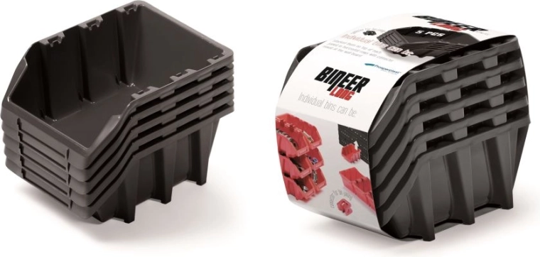 Bineer Long tárolódoboz készlet, 5 db, 198×118×155 mm, fekete