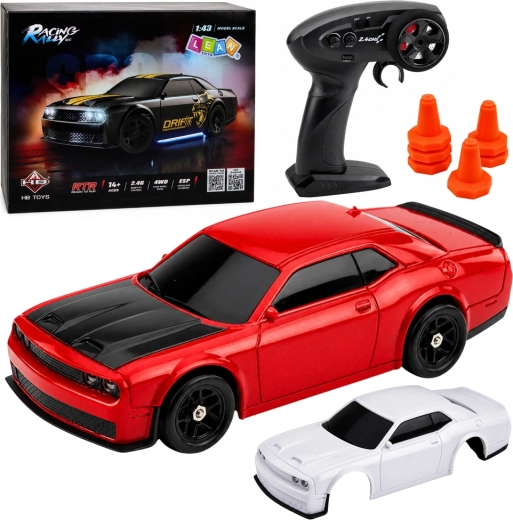 RC drift sportautó 4WD 1:43 giroszkóppal (ESP), piros