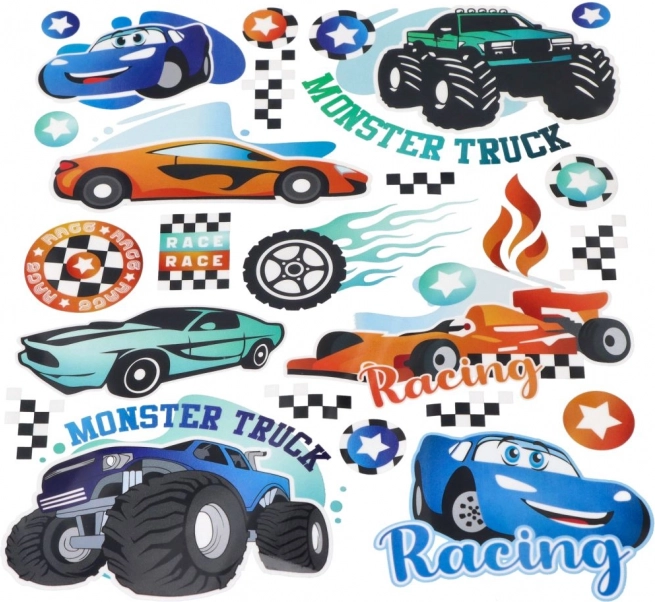 Rávasalható matricák Monster Truck – nagy ív 20 × 30 cm
