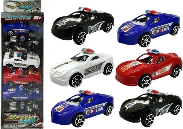 6 darabos lendkerekes rendőrautó-készlet