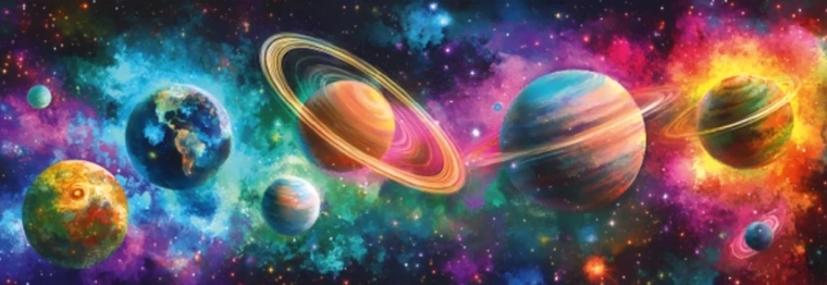 Panorámaképes puzzle Színes bolygók 150 darab DINO